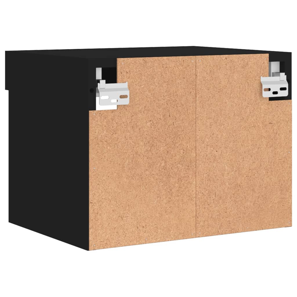 vidaXL Bedside Cabinets with LED Lights Wall-mounted 2 pcs Black