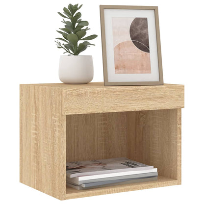 vidaXL Bedside Cabinet with LED Lights Wall-mounted Sonoma Oak