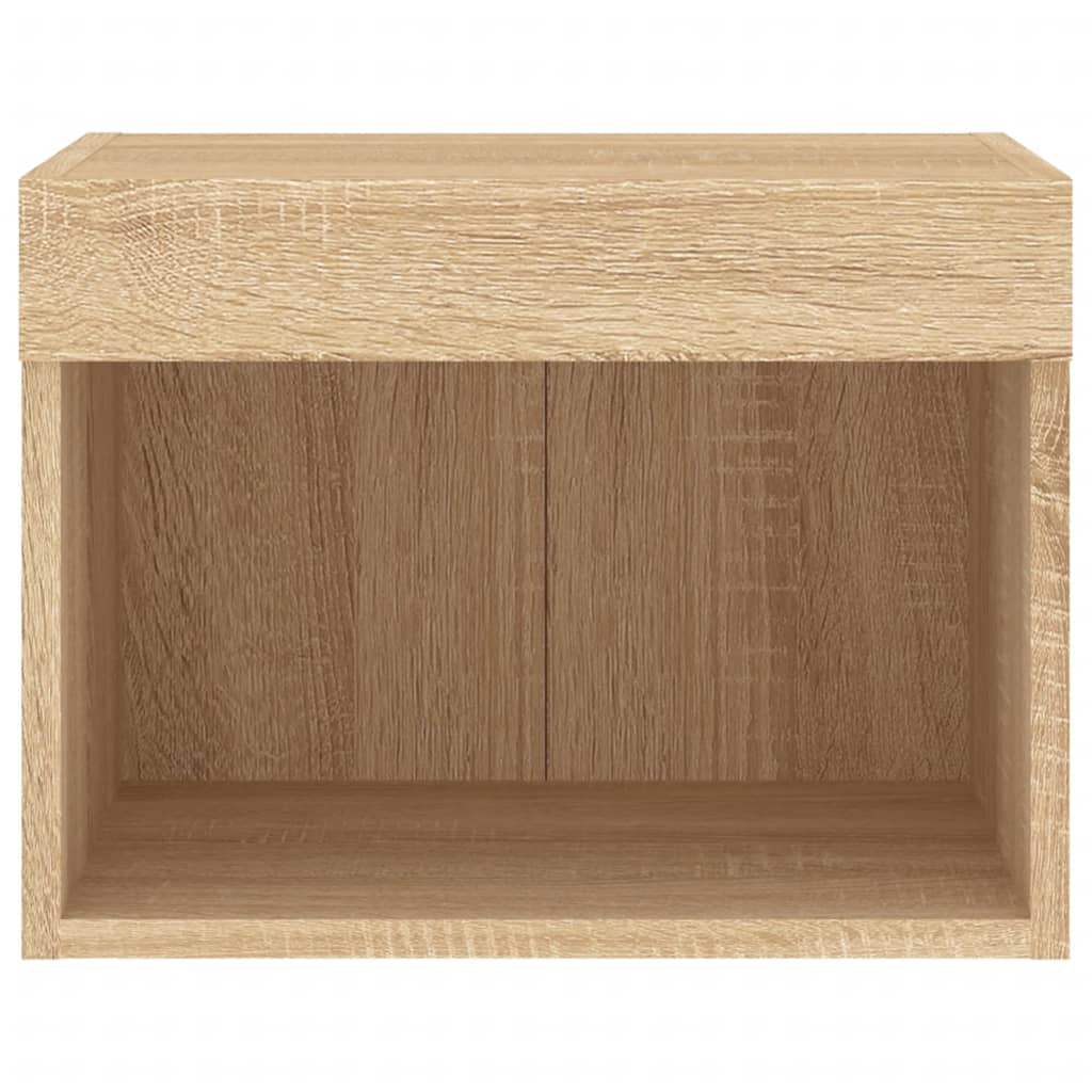 vidaXL Bedside Cabinet with LED Lights Wall-mounted Sonoma Oak