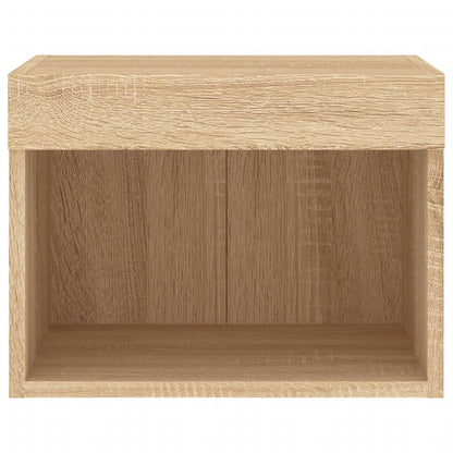 vidaXL Bedside Cabinet with LED Lights Wall-mounted Sonoma Oak
