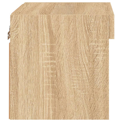 vidaXL Bedside Cabinet with LED Lights Wall-mounted Sonoma Oak