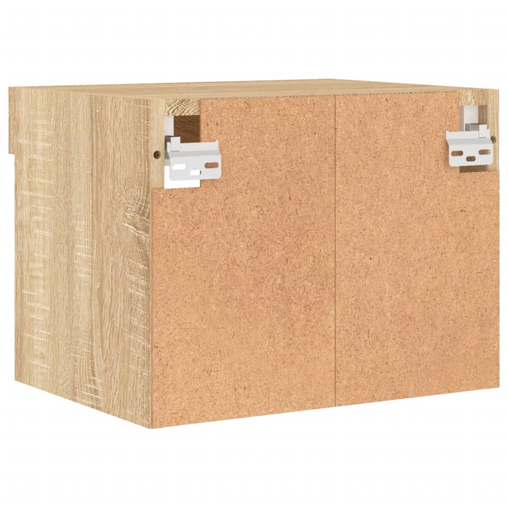 vidaXL Bedside Cabinet with LED Lights Wall-mounted Sonoma Oak
