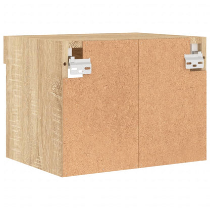 vidaXL Bedside Cabinet with LED Lights Wall-mounted Sonoma Oak