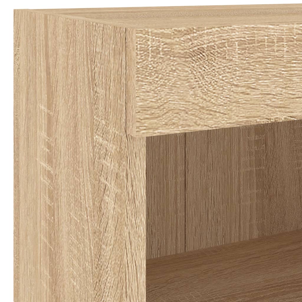 vidaXL Bedside Cabinet with LED Lights Wall-mounted Sonoma Oak