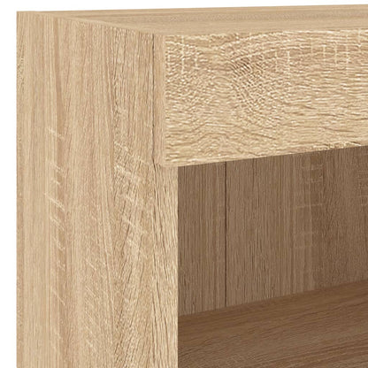 vidaXL Bedside Cabinet with LED Lights Wall-mounted Sonoma Oak