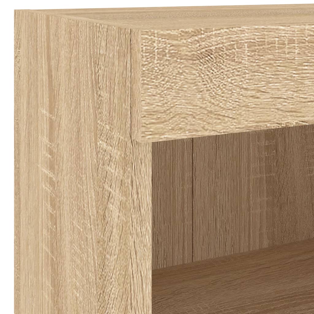 vidaXL Bedside Cabinets with LED Lights Wall-mounted 2 pcs Sonoma Oak