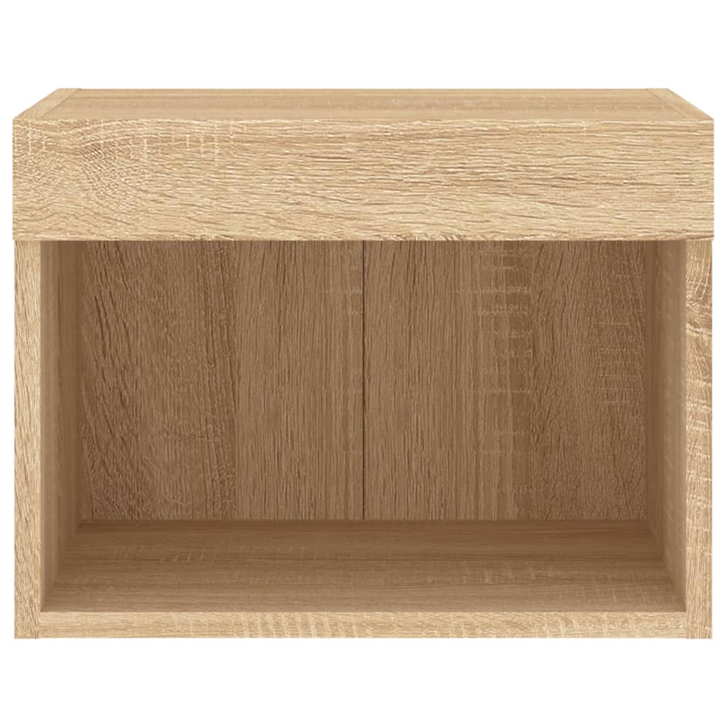 vidaXL Bedside Cabinets with LED Lights Wall-mounted 2 pcs Sonoma Oak