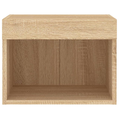 vidaXL Bedside Cabinets with LED Lights Wall-mounted 2 pcs Sonoma Oak