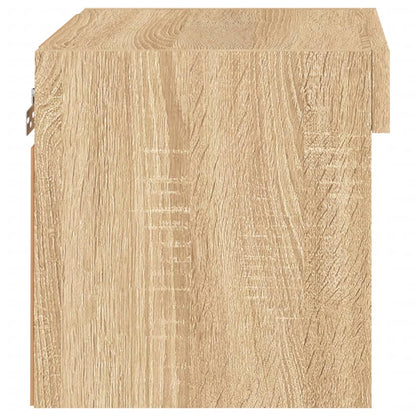 vidaXL Bedside Cabinets with LED Lights Wall-mounted 2 pcs Sonoma Oak