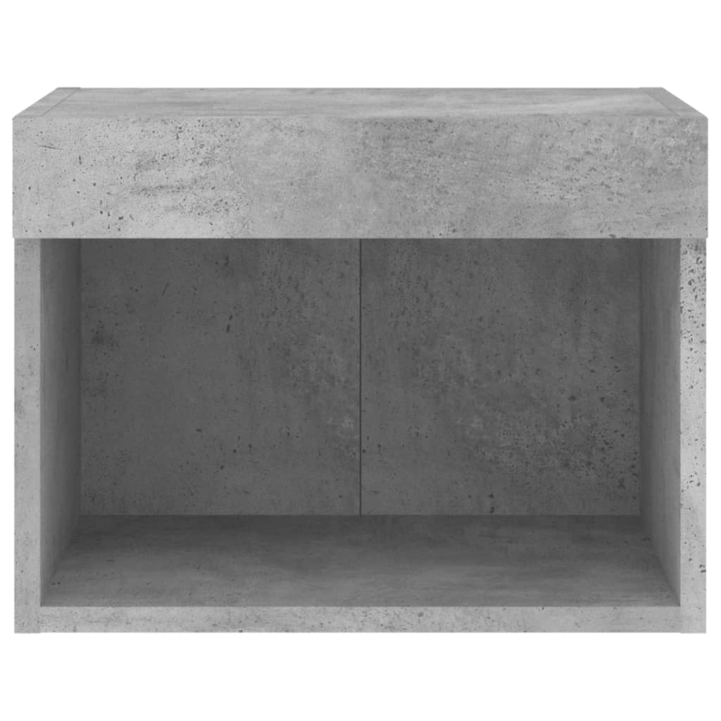 vidaXL Bedside Cabinet with LED Lights Wall-mounted Concrete Grey