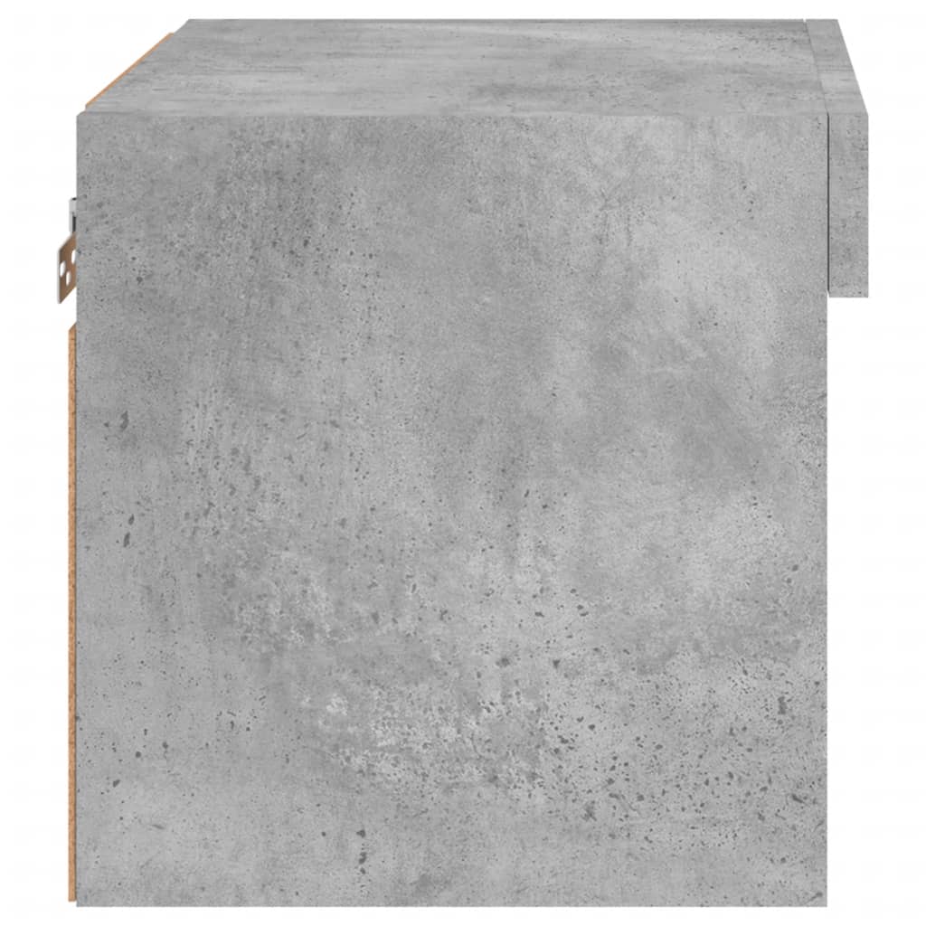 vidaXL Bedside Cabinet with LED Lights Wall-mounted Concrete Grey
