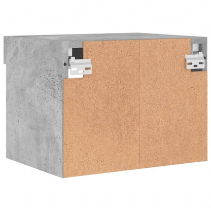 vidaXL Bedside Cabinet with LED Lights Wall-mounted Concrete Grey