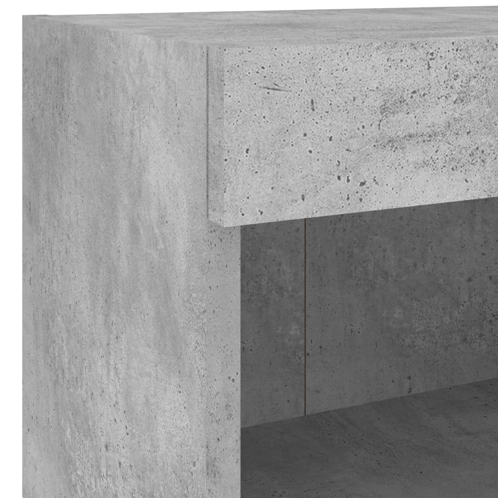 vidaXL Bedside Cabinet with LED Lights Wall-mounted Concrete Grey