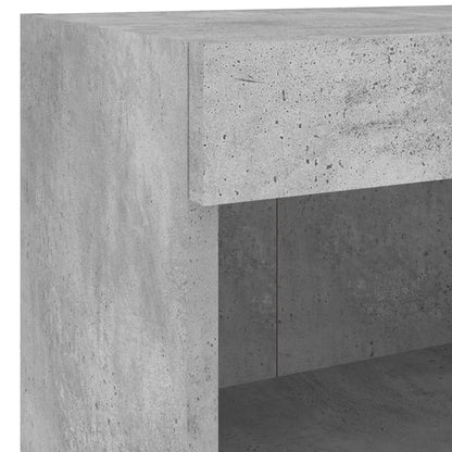 vidaXL Bedside Cabinet with LED Lights Wall-mounted Concrete Grey