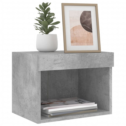 vidaXL Bedside Cabinets with LED Lights Wall-mounted 2 pcs Concrete Grey