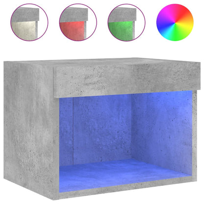 vidaXL Bedside Cabinets with LED Lights Wall-mounted 2 pcs Concrete Grey