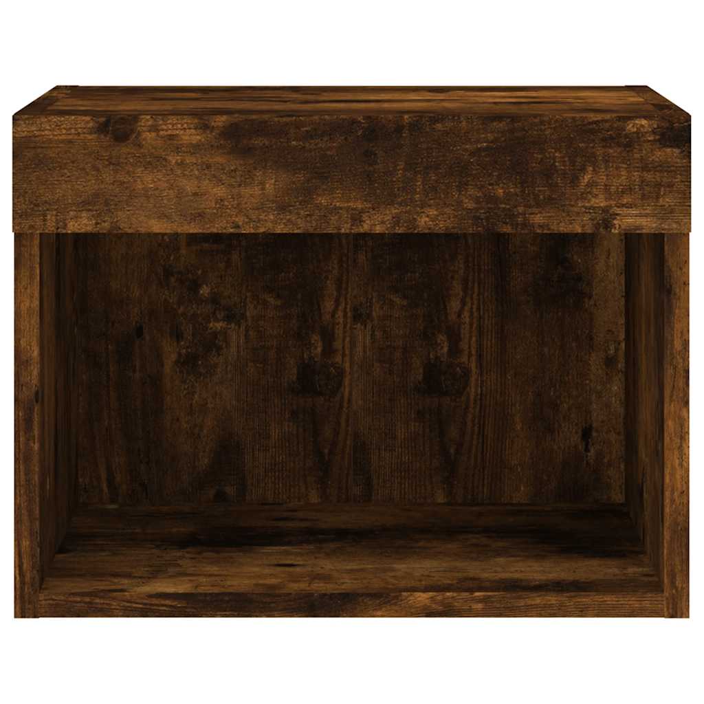 vidaXL Bedside Cabinet with LED Lights Wall-mounted Smoked Oak
