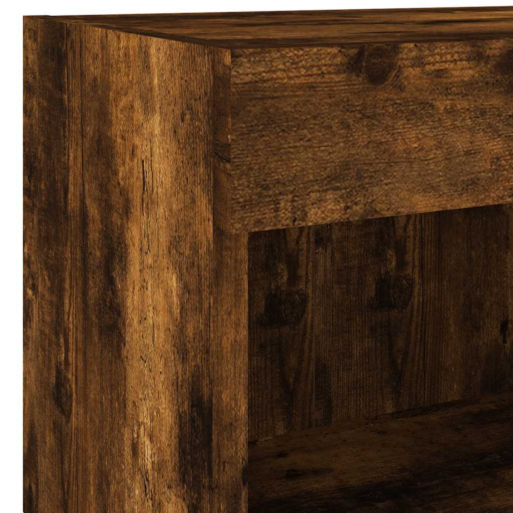 vidaXL Bedside Cabinet with LED Lights Wall-mounted Smoked Oak