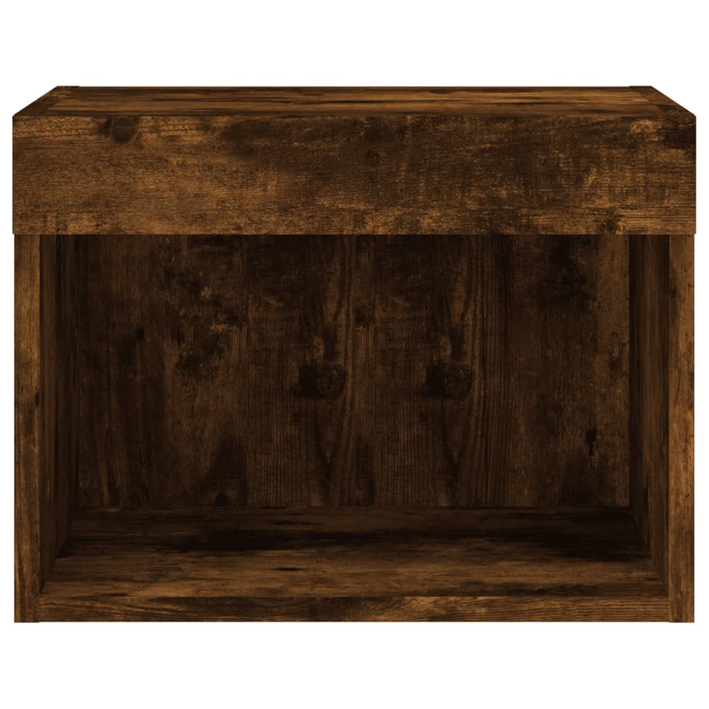 vidaXL Bedside Cabinets with LED Lights Wall-mounted 2 pcs Smoked Oak