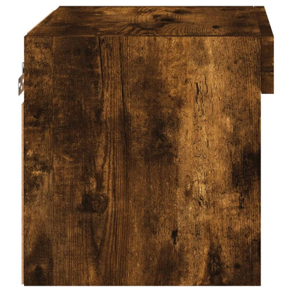 vidaXL Bedside Cabinets with LED Lights Wall-mounted 2 pcs Smoked Oak