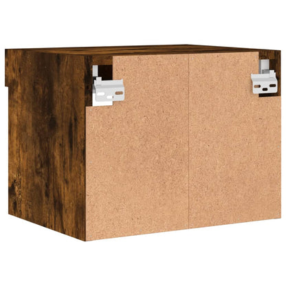 vidaXL Bedside Cabinets with LED Lights Wall-mounted 2 pcs Smoked Oak
