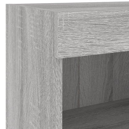 vidaXL Bedside Cabinets with LED Lights Wall-mounted 2 pcs Grey Sonoma