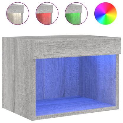 vidaXL Bedside Cabinets with LED Lights Wall-mounted 2 pcs Grey Sonoma