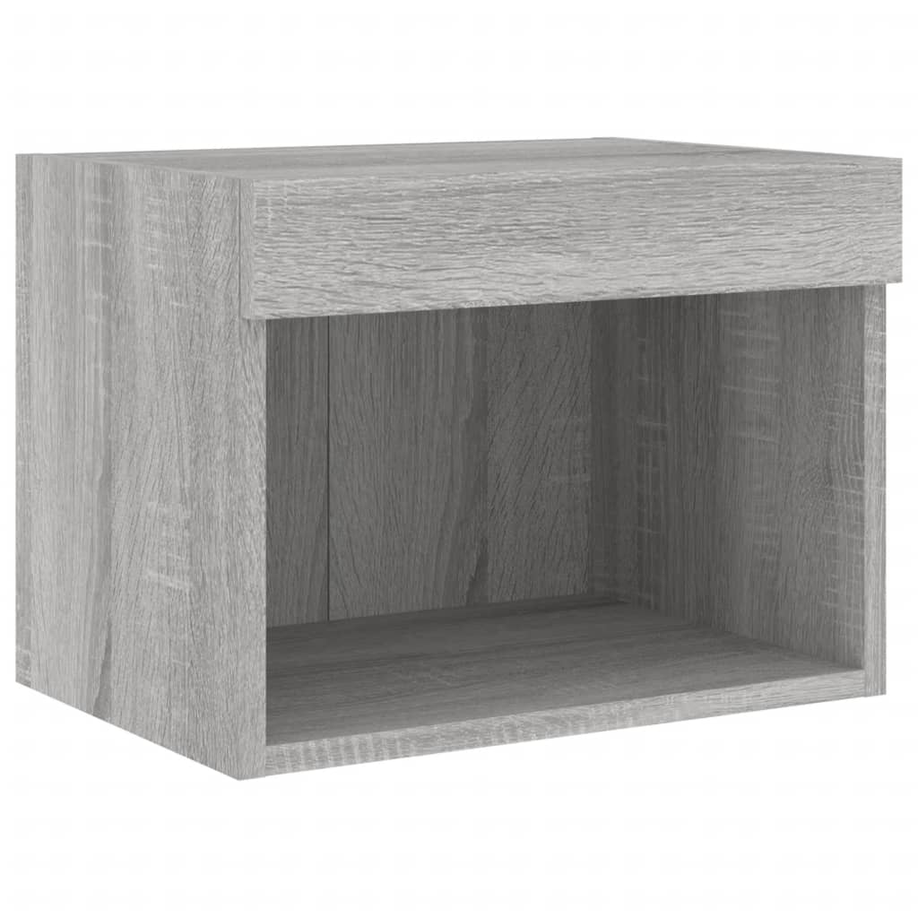 vidaXL Bedside Cabinets with LED Lights Wall-mounted 2 pcs Grey Sonoma