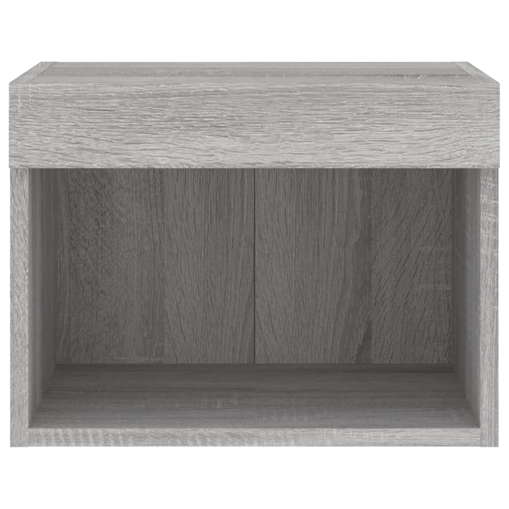 vidaXL Bedside Cabinets with LED Lights Wall-mounted 2 pcs Grey Sonoma