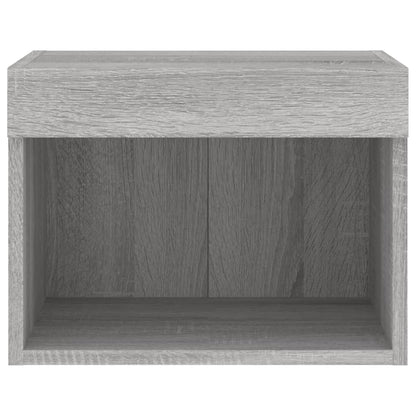 vidaXL Bedside Cabinets with LED Lights Wall-mounted 2 pcs Grey Sonoma