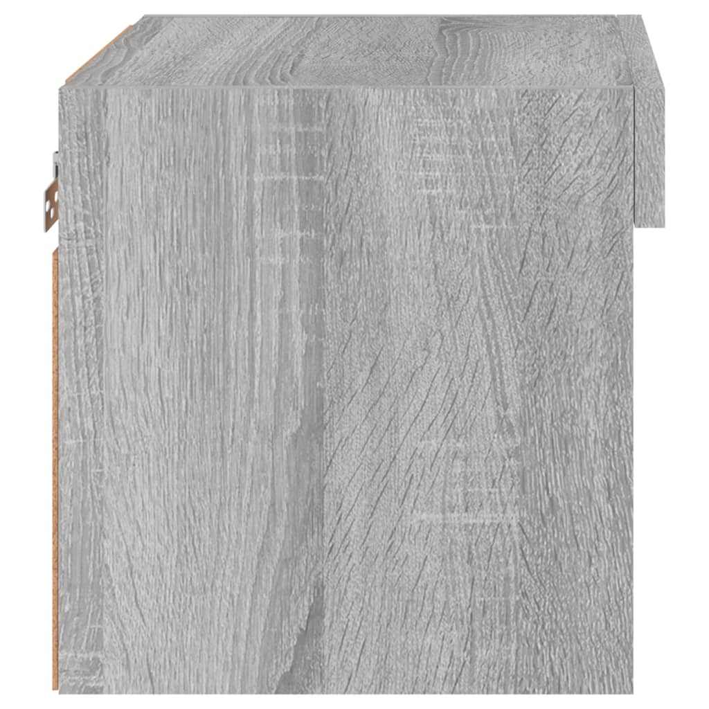 vidaXL Bedside Cabinets with LED Lights Wall-mounted 2 pcs Grey Sonoma