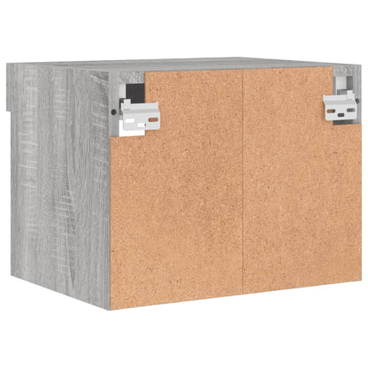 vidaXL Bedside Cabinets with LED Lights Wall-mounted 2 pcs Grey Sonoma