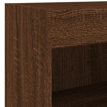 vidaXL Bedside Cabinets with LED Lights Wall-mounted 2 pcs Brown Oak