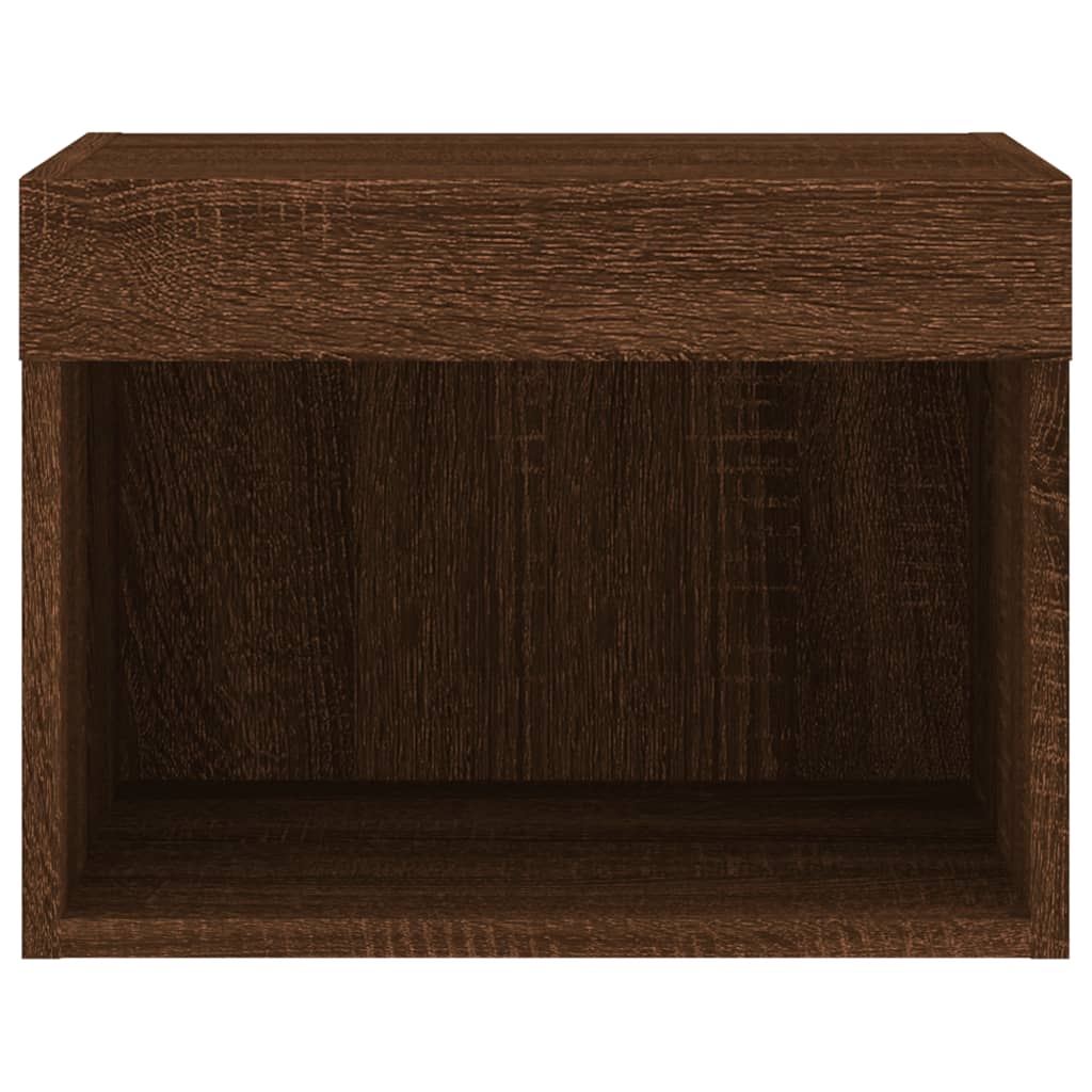 vidaXL Bedside Cabinets with LED Lights Wall-mounted 2 pcs Brown Oak