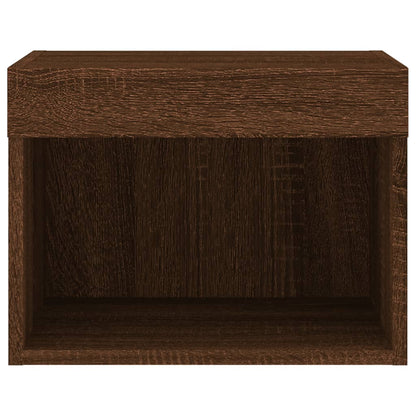 vidaXL Bedside Cabinets with LED Lights Wall-mounted 2 pcs Brown Oak