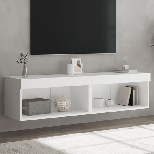 vidaXL 2 Piece TV Cabinet Set with LED Lights White 60x30x30 cm