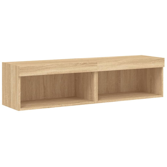 vidaXL 2 Piece TV Cabinet Set with LED Lights Sonoma Oak 60x30x30 cm