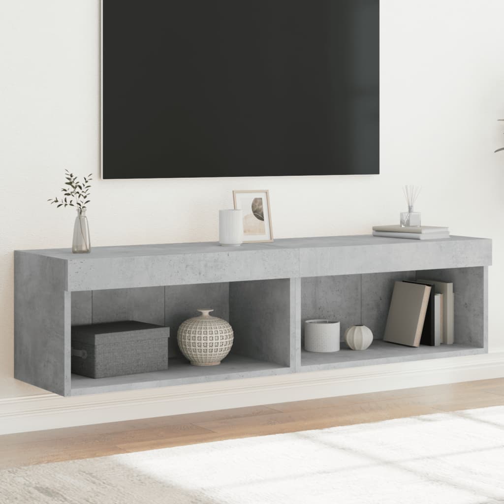 vidaXL TV Cabinets with LED Lights 2 pcs Concrete Grey 60x30x30 cm