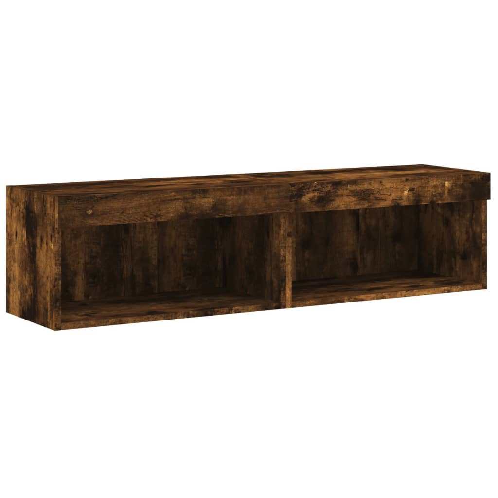 vidaXL TV Cabinets with LED Lights 2 pcs Smoked Oak 60x30x30 cm