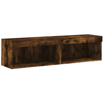vidaXL TV Cabinets with LED Lights 2 pcs Smoked Oak 60x30x30 cm