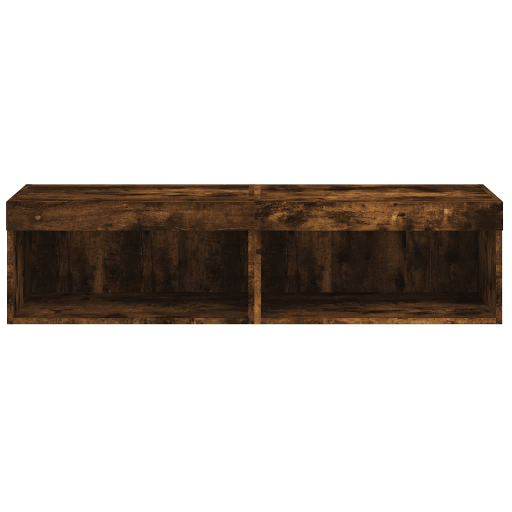 vidaXL TV Cabinets with LED Lights 2 pcs Smoked Oak 60x30x30 cm