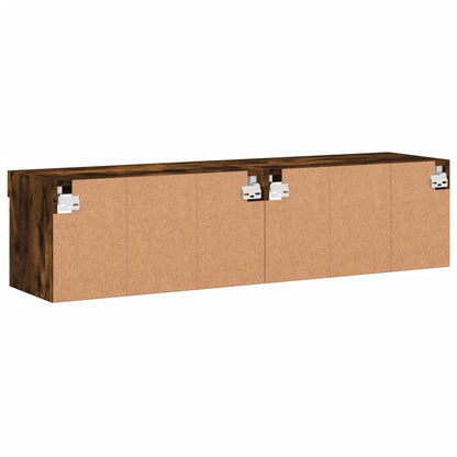 vidaXL TV Cabinets with LED Lights 2 pcs Smoked Oak 60x30x30 cm