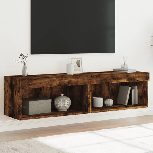 vidaXL 2 Piece TV Cabinet Set with LED Lights Smoked Oak 60x30x30 cm