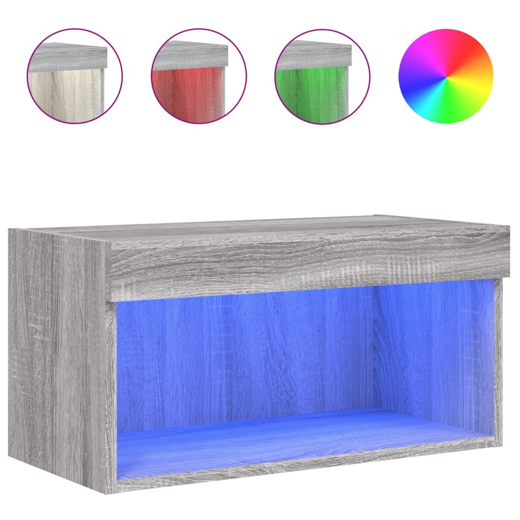 vidaXL TV Cabinet with LED Lights Grey Sonoma 60x30x30 cm