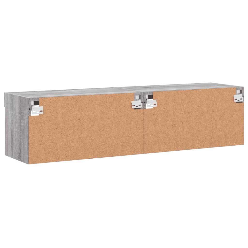 vidaXL TV Cabinets with LED Lights 2 pcs Grey Sonoma 60x30x30 cm