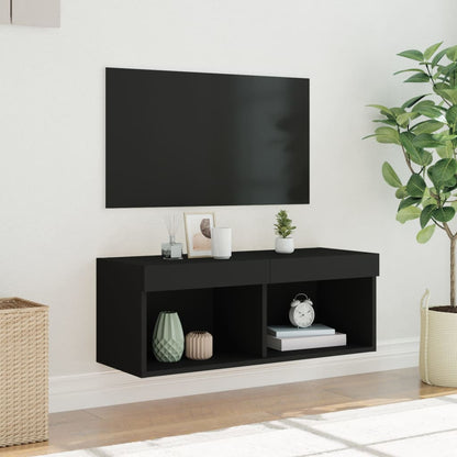 vidaXL TV Cabinet with LED Lights Black 80x30x30 cm