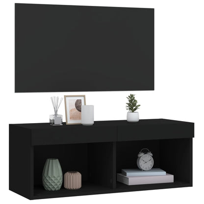 vidaXL TV Cabinet with LED Lights Black 80x30x30 cm