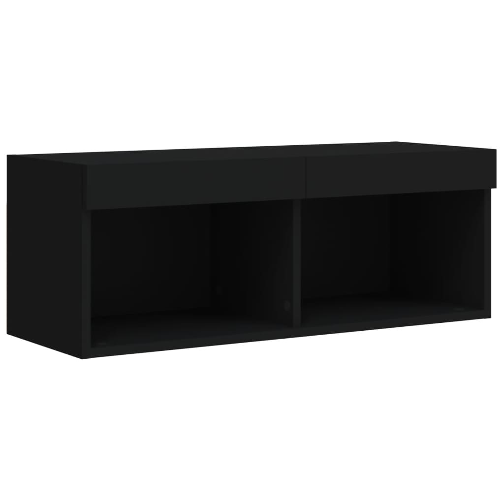 vidaXL TV Cabinet with LED Lights Black 80x30x30 cm