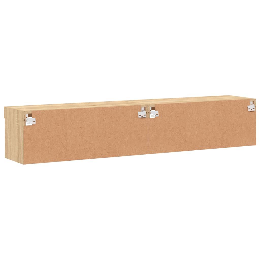 vidaXL TV Cabinets with LED Lights 2 pcs Sonoma Oak 80x30x30 cm