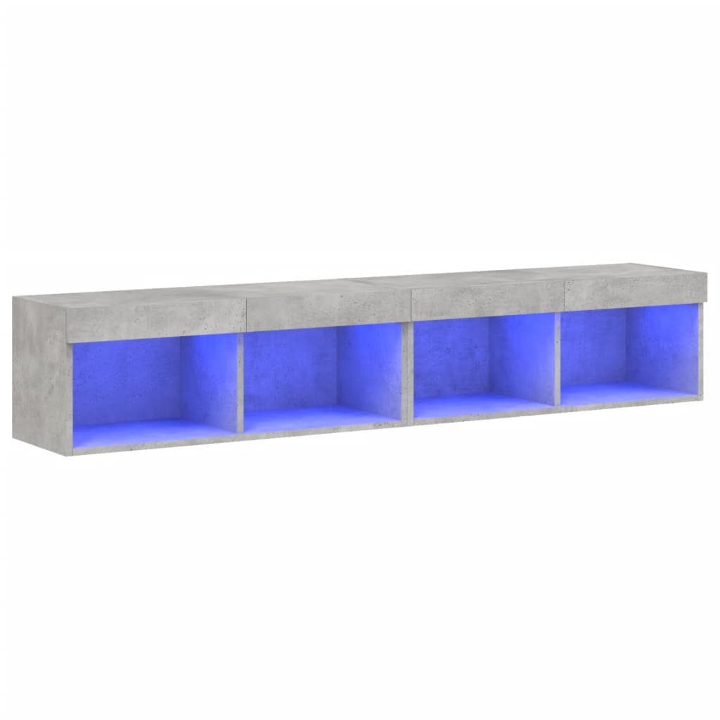 vidaXL TV Cabinets with LED Lights 2 pcs Concrete Grey 80x30x30 cm